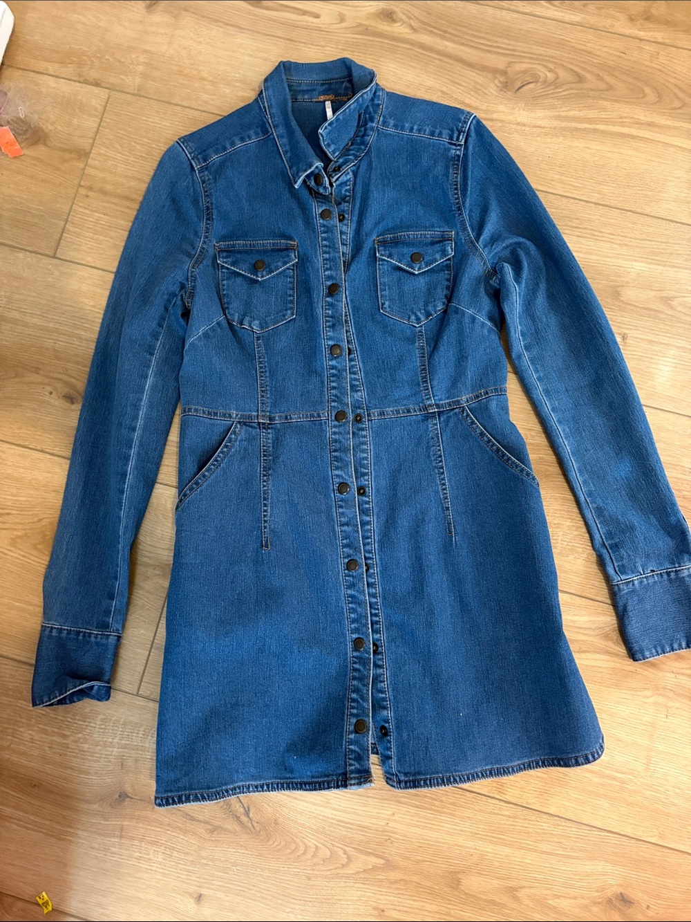 Free People Denim Shirt Dress - Long Sleeve size small